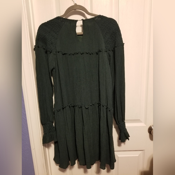 Anthropologie Moon River Smocking Tiered Woven Mini Dress Green Size Small - Picture 2 of 8